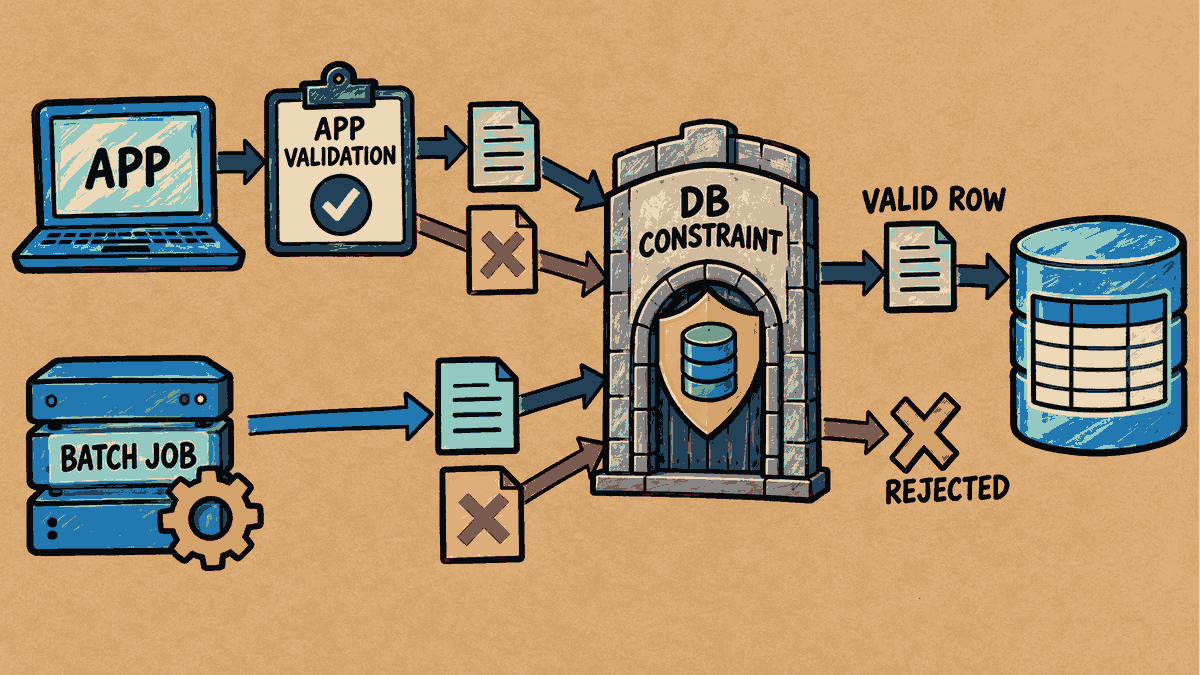 Constraint ตรวจข้อมูลที่ฐานข้อมูล ไม่ว่าคำสั่งจะมาจากแอปหรือ batch job